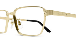 Shop Cartier Santos de Cartier Wide Rectangle Eyeglasses in Gold online.