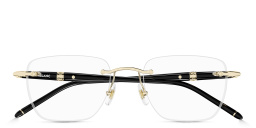 Shop MONTBLANC Meisterstück Rimless Rectangle Eyeglasses in Gold online.
