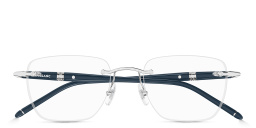 Shop MONTBLANC Meisterstück Rimless Rectangle Eyeglasses in Silver online.