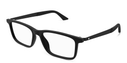 Shop MONTBLANC Snowcap Wide Rectangle Eyeglasses in Black online.