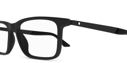 Shop MONTBLANC Snowcap Wide Rectangle Eyeglasses in Black online.