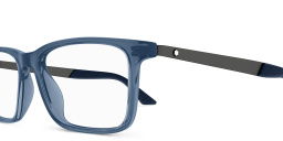 MONTBLANC Snowcap Wide Rectangle Eyeglasses in Blue – Product Photo 3