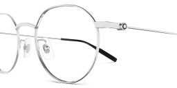 Shop MONTBLANC Snowcap Round Eyeglasses in Silver online.
