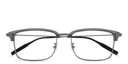 Shop MONTBLANC Snowcap Wide Rectangle Eyeglasses in Ruthenium online.
