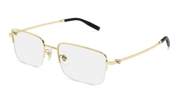 Shop MONTBLANC Snowcap Half-Rim Rectangle Eyeglasses in Gold online.