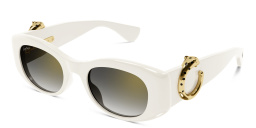 Shop Cartier Panthère de Cartier Cat-Eye Sunglasses in White online.