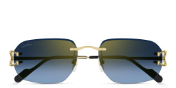 Shop Cartier Signature C de Cartier Rimless Rectangle Sunglasses in Gold online.