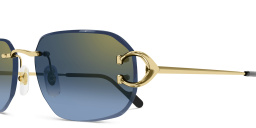 Shop Cartier Signature C de Cartier Rimless Rectangle Sunglasses in Gold online.