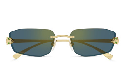 Shop Cartier Panthère de Cartier Unisex Rimless Irregular Sunglasses in Gold online.