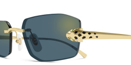 Shop Cartier Panthère de Cartier Unisex Rimless Irregular Sunglasses in Gold online.