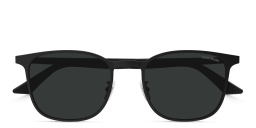 Shop MONTBLANC Snowcap Square Sunglasses in Black online.