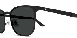 Shop MONTBLANC Snowcap Square Sunglasses in Black online.