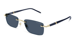 Shop MONTBLANC Meisterstück Rimless Rectangle Sunglasses in Gold online.