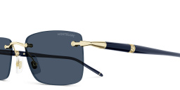 Shop MONTBLANC Meisterstück Rimless Rectangle Sunglasses in Gold online.