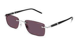 MONTBLANC Meisterstück Rimless Rectangle Sunglasses in Silver – Product Photo 2