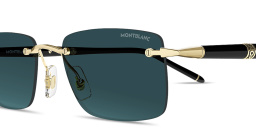 Shop MONTBLANC Meisterstück Rimless Rectangle Sunglasses in Black online.
