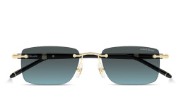Shop MONTBLANC Meisterstück Rimless Rectangle Sunglasses in Polished Gold online.