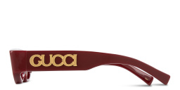 Shop GUCCI Gucci Lido Irregular Sunglasses in Burgundy online.