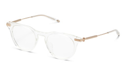 Shop AKONI Gemini Unisex Round Eyeglasses in Clear online.