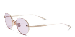Shop VALENTINO V-Stud Irregular Eyeglasses in Gold & White online.