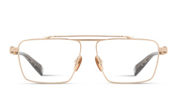 Shop BALMAIN Brigade VI Unisex Wide Rectangle Eyeglasses in Gold online.