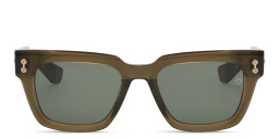 Shop AKONI Pyxis Unisex Square Sunglasses in Green online.