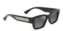 Maui Jim Kenui Unisex Rectangle Sunglasses in Black – Product Photo 2