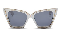 VALENTINO V - Grace Oversized Cat-Eye Sunglasses in White – Product Photo 1