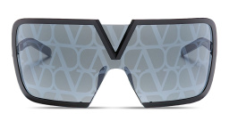 Shop VALENTINO V - Romask Oversized Unisex Wide Mask Sunglasses in Black online.
