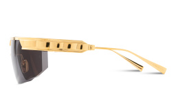 Shop BALMAIN Major Unisex Half-Rim Wide Mask Sunglasses in Gold online.