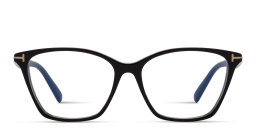 TOM FORD Logo Wide Cat-Eye Eyeglasses in Shiny Black – Product Photo 1