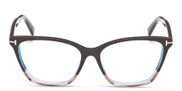 TOM FORD Logo Wide Cat-Eye Eyeglasses in Dark Brown – Product Photo 1