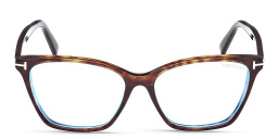 TOM FORD Logo Wide Cat-Eye Eyeglasses in Dark Havana – Product Photo 1