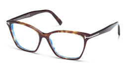 Shop TOM FORD Logo Wide Cat-Eye Eyeglasses in Dark Havana online.