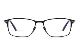 Shop TOM FORD Logo Rectangle Eyeglasses in Shiny Black online.