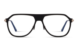 Shop TOM FORD Logo Wide Pilot Eyeglasses in Black online.