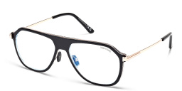 TOM FORD Logo Wide Pilot Eyeglasses in Black – Product Photo 2