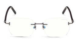 Logo Rimless Rectangle Eyeglasses من توم فورد بلون روثينيوم داكن لامع - صورة المنتج 1