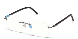 Shop TOM FORD Logo Rimless Rectangle Eyeglasses in Shiny Dark Ruthenium online.