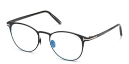 Shop TOM FORD Logo Round Eyeglasses in Shiny Black online.