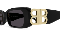 Shop BALENCIAGA Dynasty Rectangle Sunglasses in Black online.