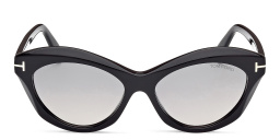 Shop TOM FORD Toni Oval Sunglasses in Shiny Black online.