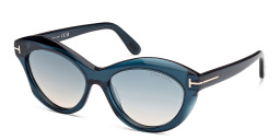 Shop TOM FORD Toni Oval Sunglasses in Shiny Blue online.