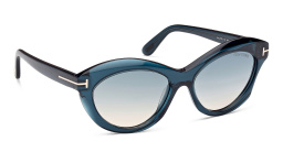 Shop TOM FORD Toni Oval Sunglasses in Shiny Blue online.