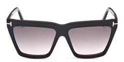 Shop TOM FORD Eden Irregular Sunglasses in Shiny Black online.