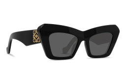 Shop LOEWE Anagram Black Cat-Eye Sunglasses in Black online.