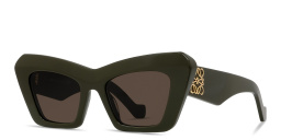 LOEWE Anagram Green Cat-Eye Sunglasses in Solid khaky – Product Photo 2