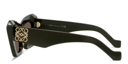 LOEWE Anagram Green Cat-Eye Sunglasses in Solid khaky – Product Photo 3