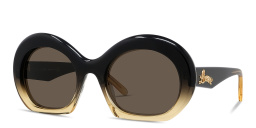 Shop LOEWE Curvy Round Sunglasses in Brown online.