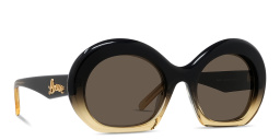 Shop LOEWE Curvy Round Sunglasses in Brown online.